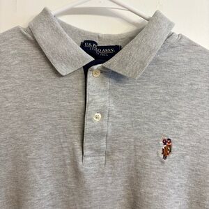 US Polo Assn Men’s Small Gray Luxury Feel Polo Short Sleeve Cotton Viscose